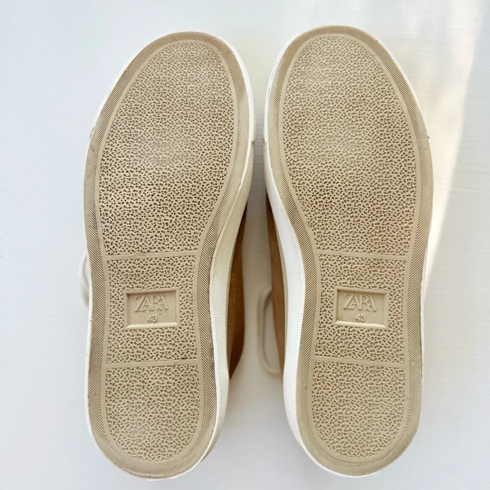 Zara Split Leather Sneakers Camel Mens 10 Size 43